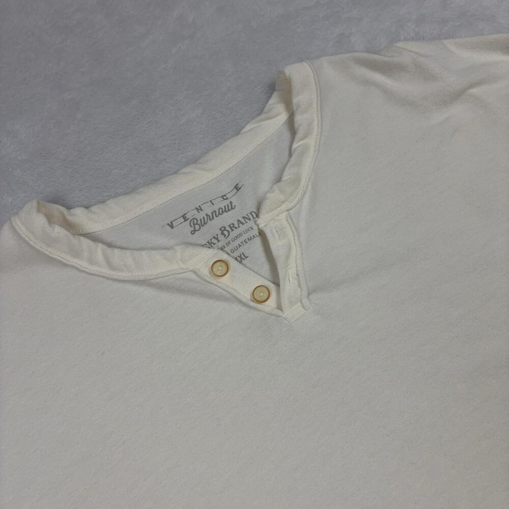 Lucky Brand Henley Pullover Men 2XL White Long Sleeve Tagless Relaxed Fit